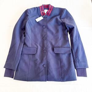 Favorite Daughter The Varsity Blazer Navy Wine Jacket Size S NWT $388